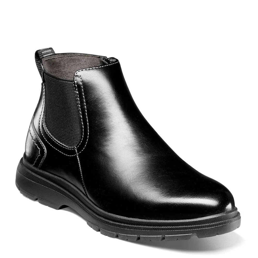 Florsheim Lookout Jr. 16689-001 Boot Kids 2.5 M Black Plain Toe Chelsea HTAT1698